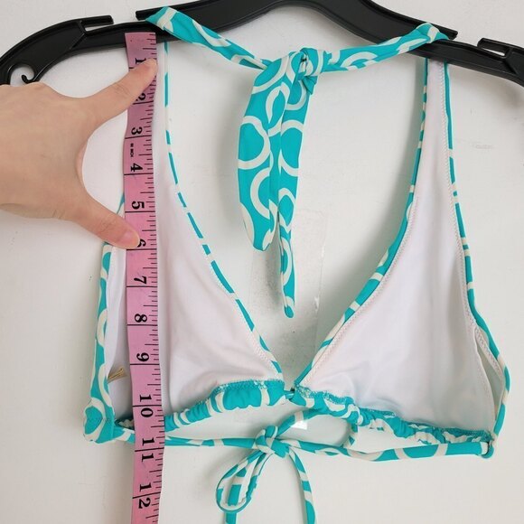 Victoria's Secret Teal Circle Pattern Triangle Bikini Top Swimsuit Size Medium - Picture 7 of 10